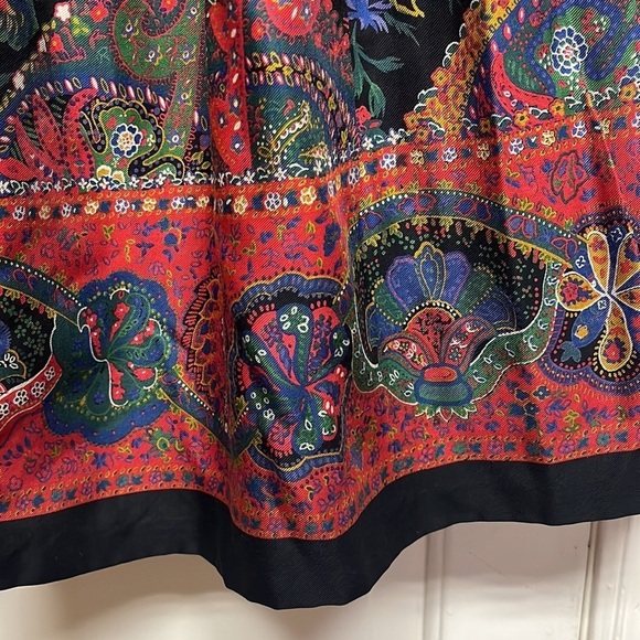 Vintage Ports International Paisley Maximalist Full Flowy Silky Midi Skirt Lined - Picture 6 of 9
